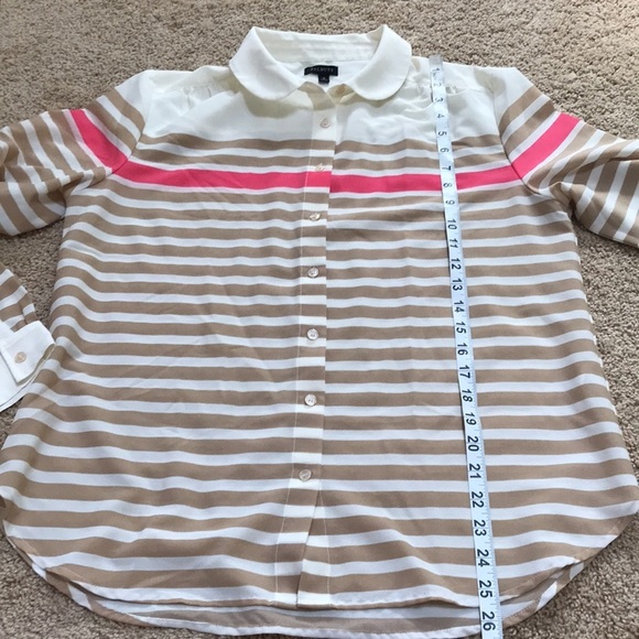 TALBOTS Size 12 cream multi front button top - Picture 6 of 7